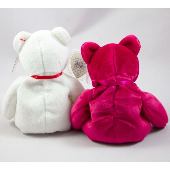 Ty Valentino 1994 with Brown Nose & Valentina 1999 Beanie Babies with Tags - Picture 6 of 15